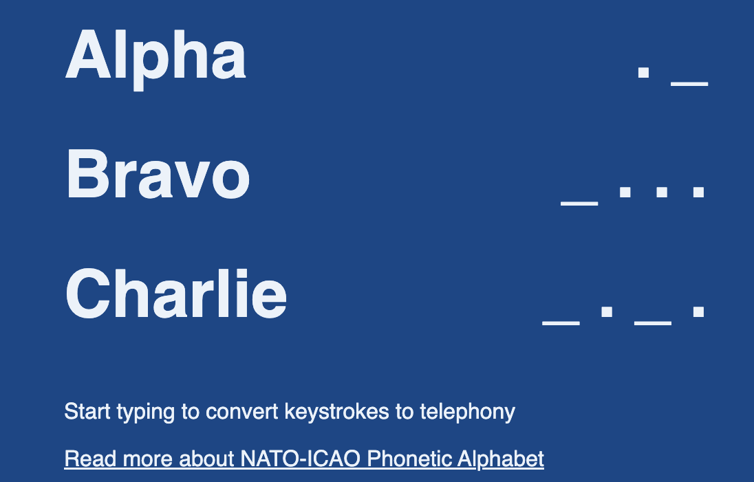 NATO Alphabet web app